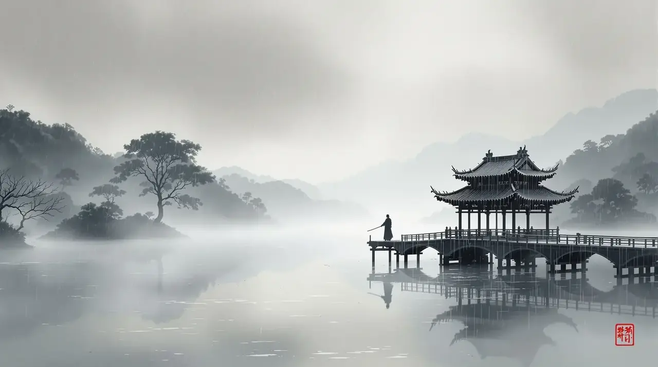 AI漫剧魔改推荐古风短剧《剑折霜华》氛围背景图