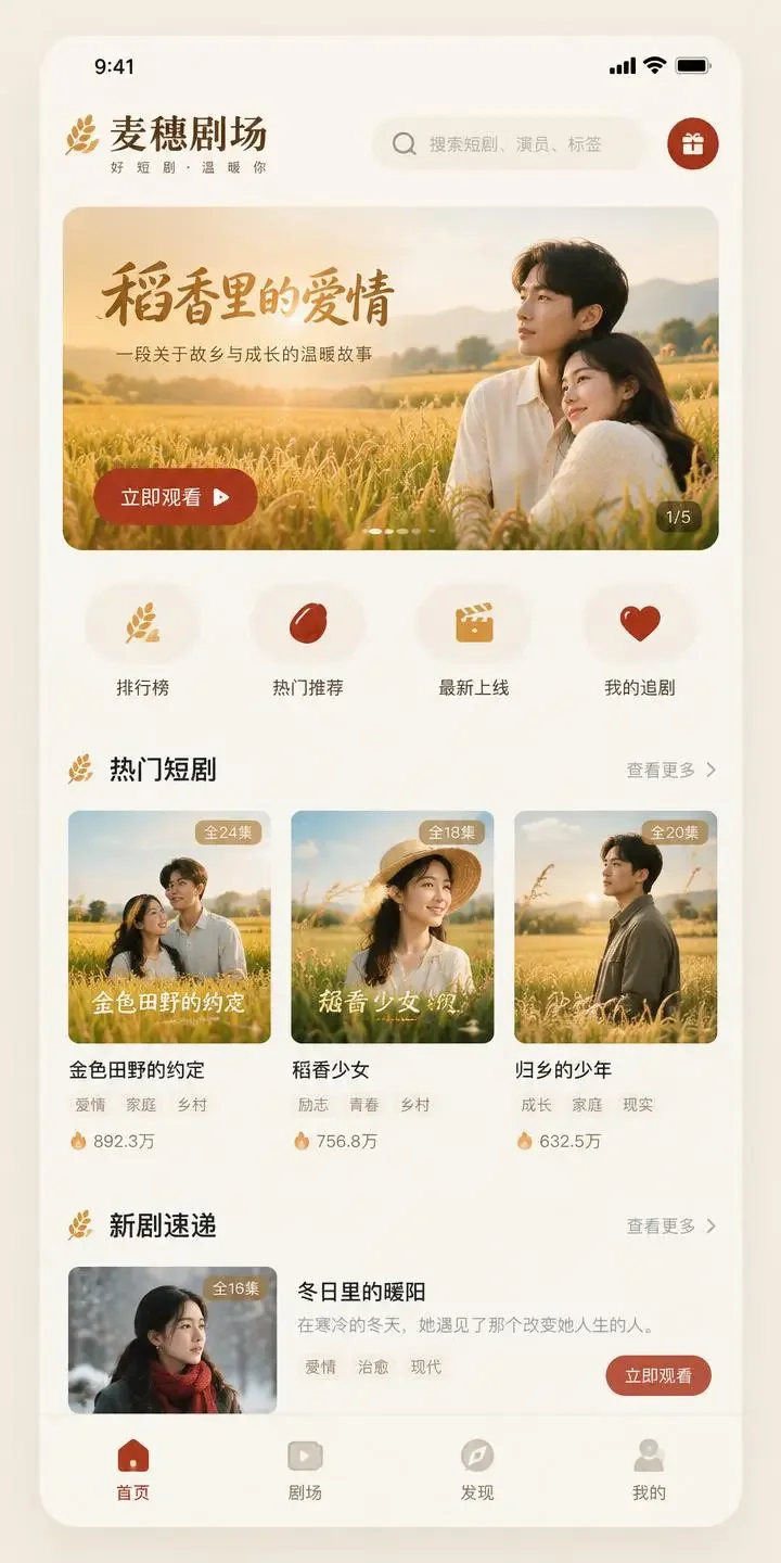 AI漫剧魔改 APP 界面预览图,古风短剧卡片列表